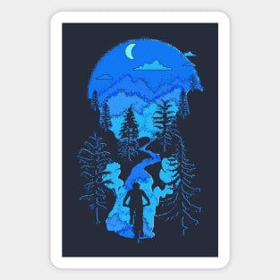 Bike Mountain Biking Moon Bliss Trail Rider Silhouette Blues Magnet